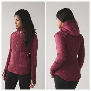 Lululemon Fleecy Keen Jacket Color Wine Berry Sz 10